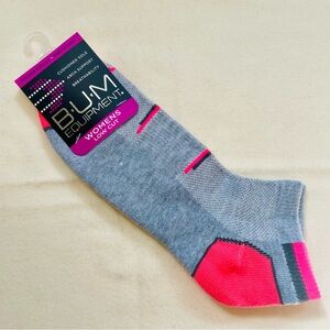B.U.M. Equipment Low Cut Socks Gray Pink Cushioned Athletic Comfort Performance